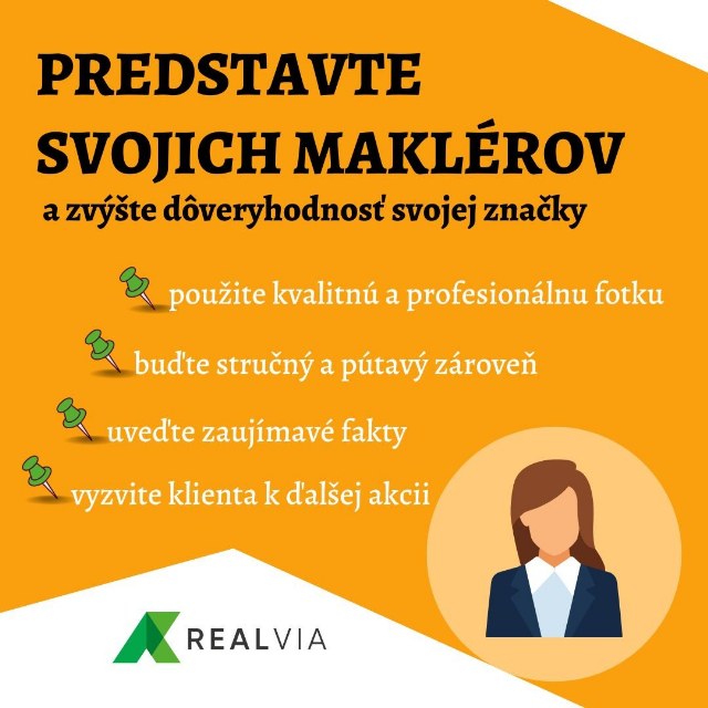 Okrem toho, že v sekcii „o nás“ opisujete svoju firmu, predstavte aj maklérov, ktorí predávajú vo va…