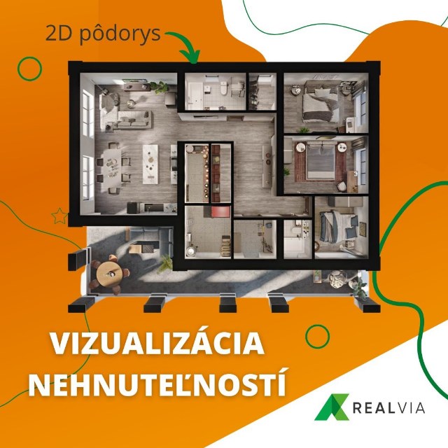 Predstavte svoje nehnuteľnosti moderne a lákavo. Realvia v rámci svojich služieb ponúka aj vizualizá…