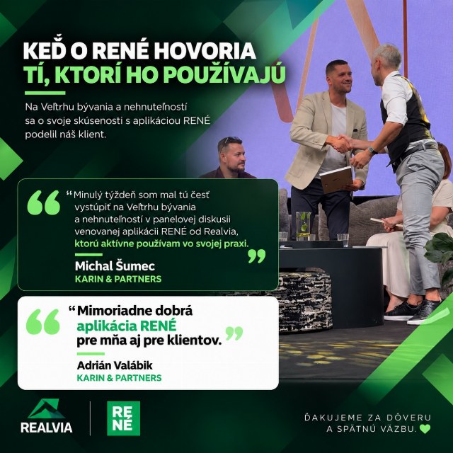 ĎAKUJEME ZA DÔVERU A SPÄTNÚ VÄZBU. 💚 Najviac nás teší, keď RENÉ nie je len aplikácia, o ktorej rozpr…