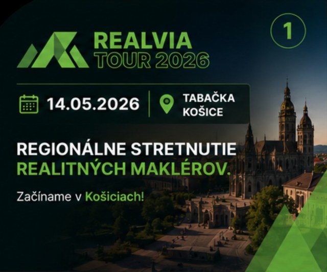 REALVIA TOUR 2026 prichádza do Košíc 🚀 14.5.2026 sa stretneme v Tabačke s realitnými maklérmi, majit…